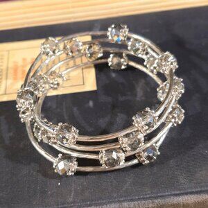 Handcrafted Crystal Wrap Bracelet With Gray Smoke Faceted Beads